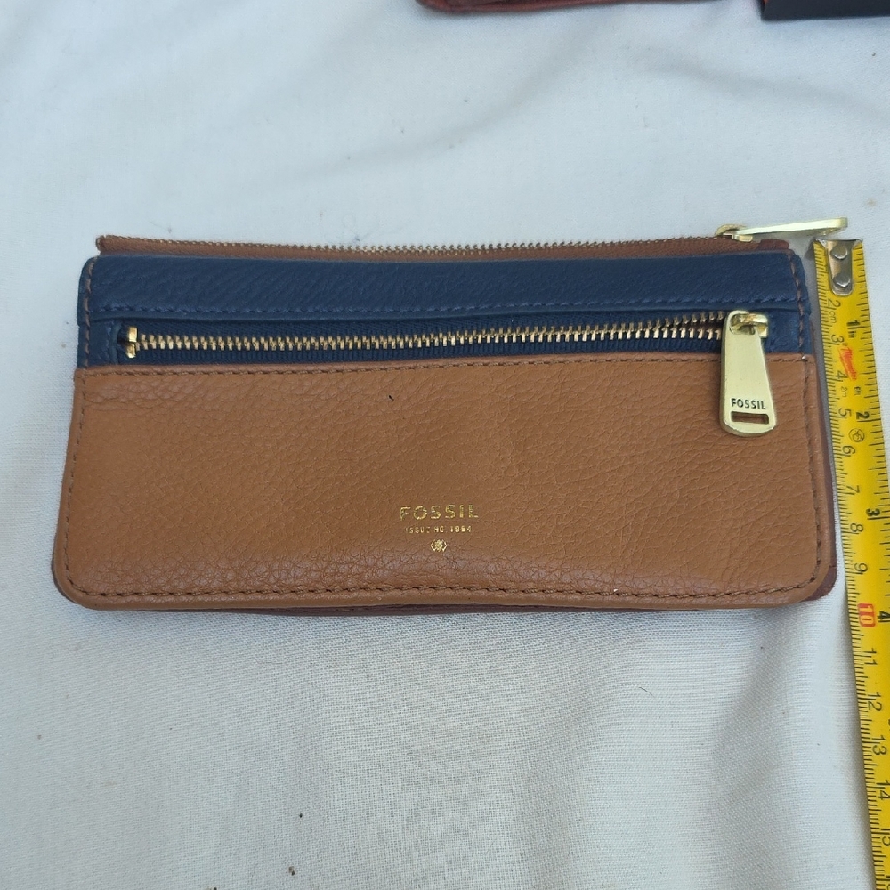 Fossil Brown and Blue Leather Wallet